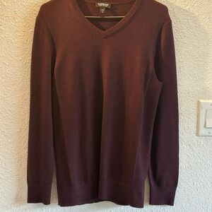 Express Men’s Merino Wool Blend V-neck Sweater Medium Preppy Business Casual